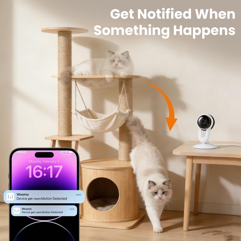 Smart Indoor Pet Camera with Phone App, 2K Home Camera for Dogs, Cats & Famil... gallery