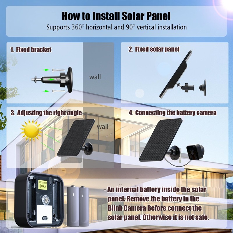 4 Pack Solar Panel for Blink Outdoor Cameras - 13.1ft Cable, Mount Included, XT2 gallery