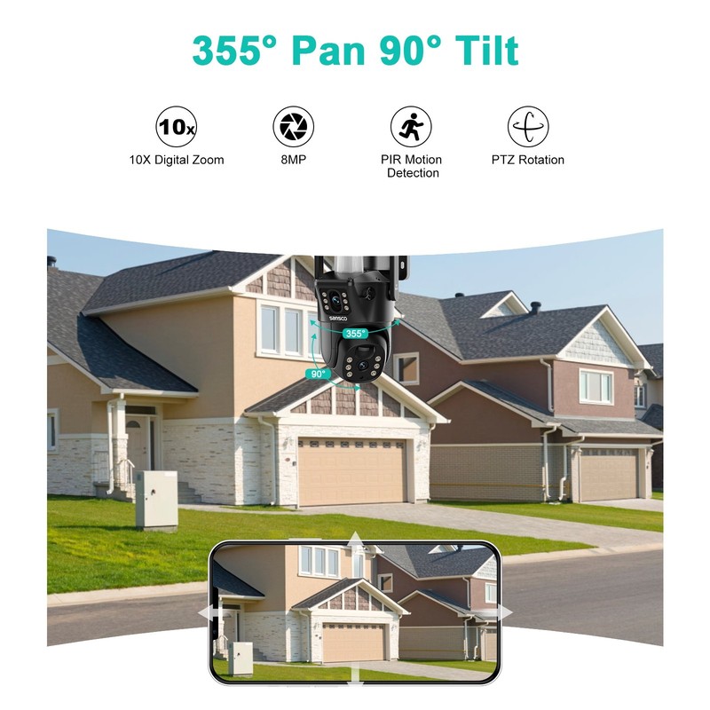 2PCS 5G Solar Powered 8MP Wireless WiFi PTZ Security IP CCTV Camera 2-Way Audio gallery