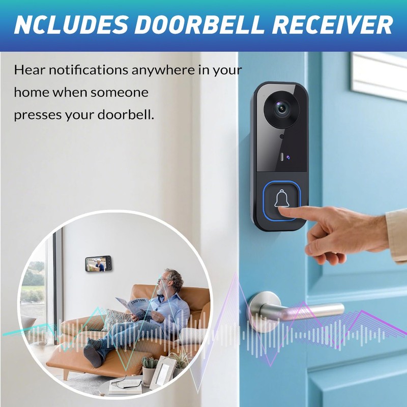 Wireless Video Camera Doorbell Monitor 2‑Way Talk Local Record for Home Security gallery