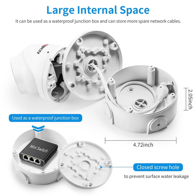 8 Pack Universal Security Camera Junction Box ABS Waterproof Bracket Base gallery