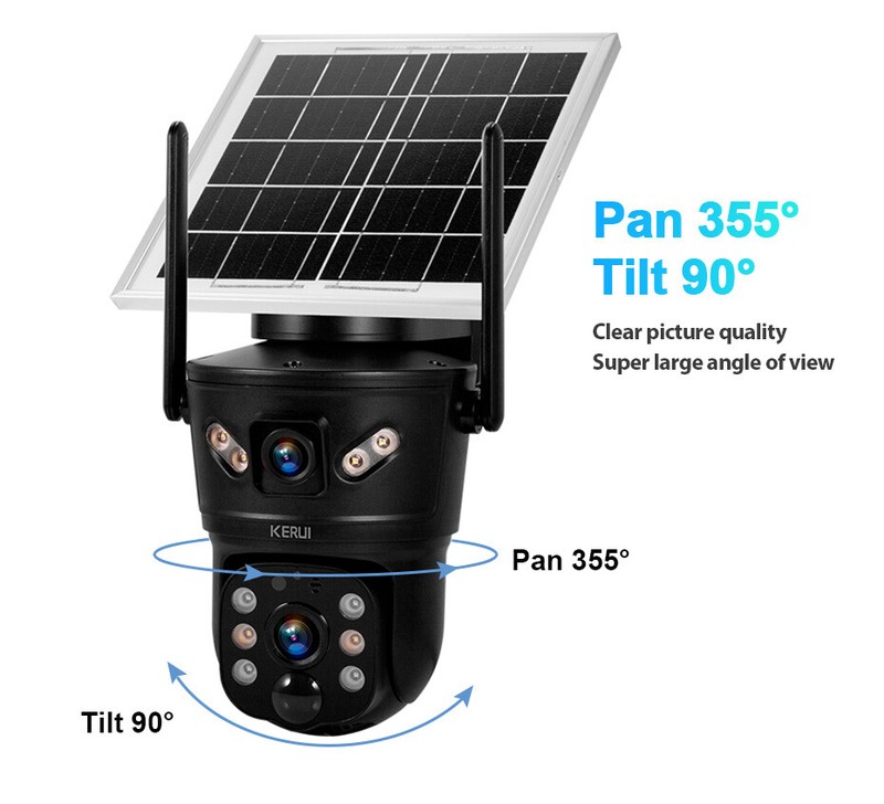 Dual Lens 6MP Solar Battery Home Security Camera Outdoor Wifi Wireless PTZ CCTV gallery