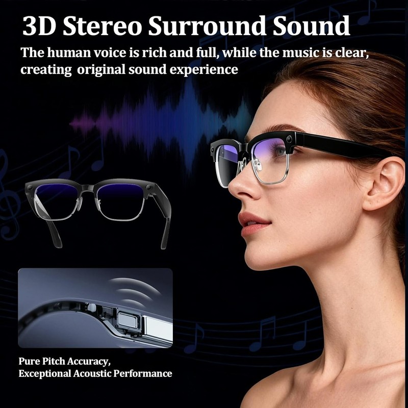 AI Smart Glasses with 4K HD Camera, 800W Anti-Shake Bluetooth Camera Glasses, gallery