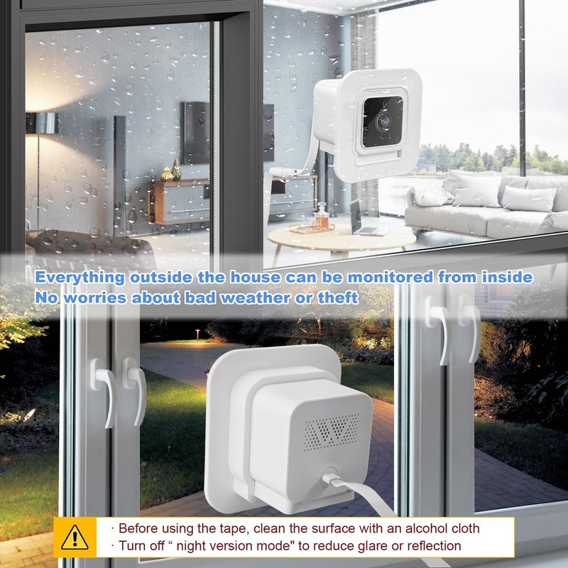 2 Pack Window Mount fits for Wyze Cam V4/V3 – Stick-On Glass Camera Holder fo... gallery