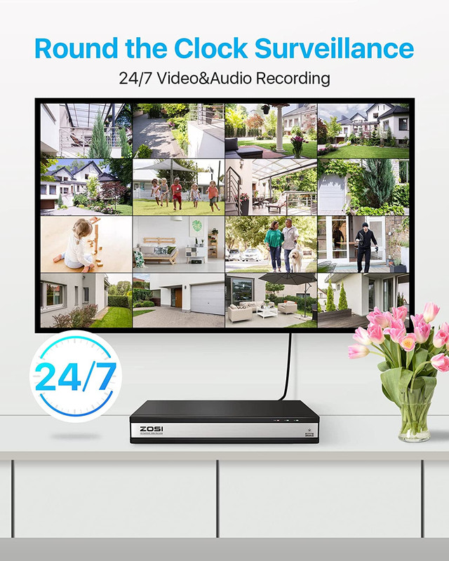 ZOSI 16 Channel 4K NVR 8MP Starlight Microphone PoE IP Security Camera System gallery