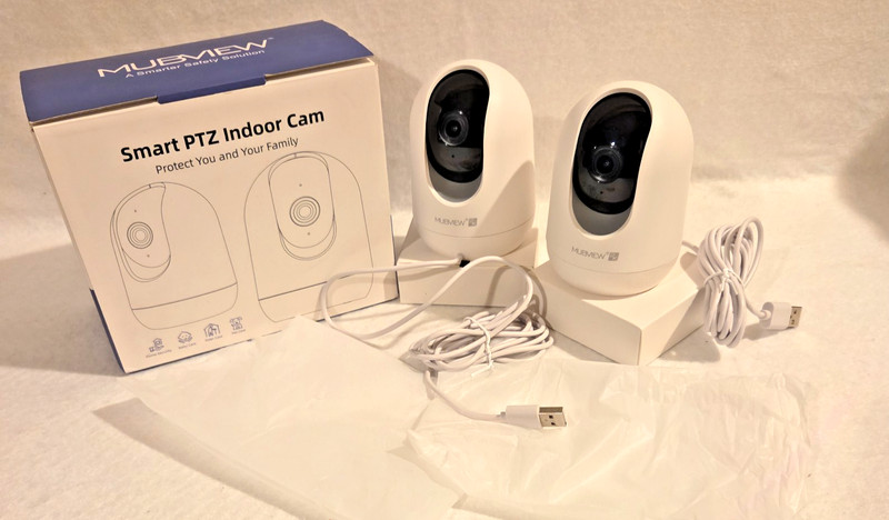 Mubview PK320 White Wi-Fi Smart PTZ Wired Indoor Security 2 Camera New
