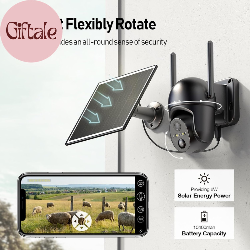 4G LTE Cellular Solar Security Camera Wireless Outdoor, No Wifi Solar Powered Ca gallery