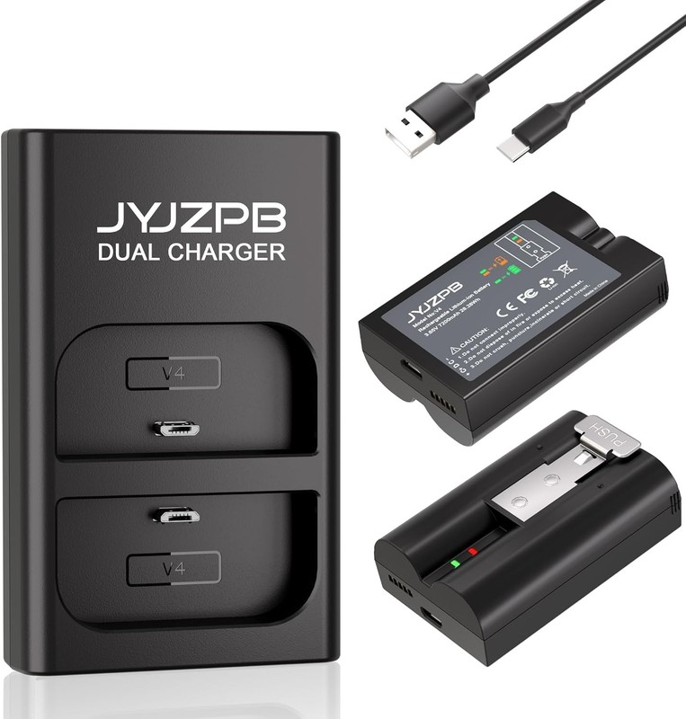2 Pack 7200mAh Rechargeable Battery & Charger Station for Ring Doorbell 2/3/4 US gallery
