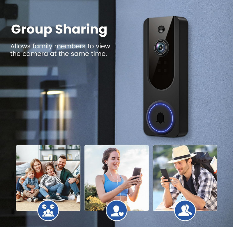 1080p WiFi Video Doorbell Camera Wireless, Battery Powered, AI Human and Motion gallery