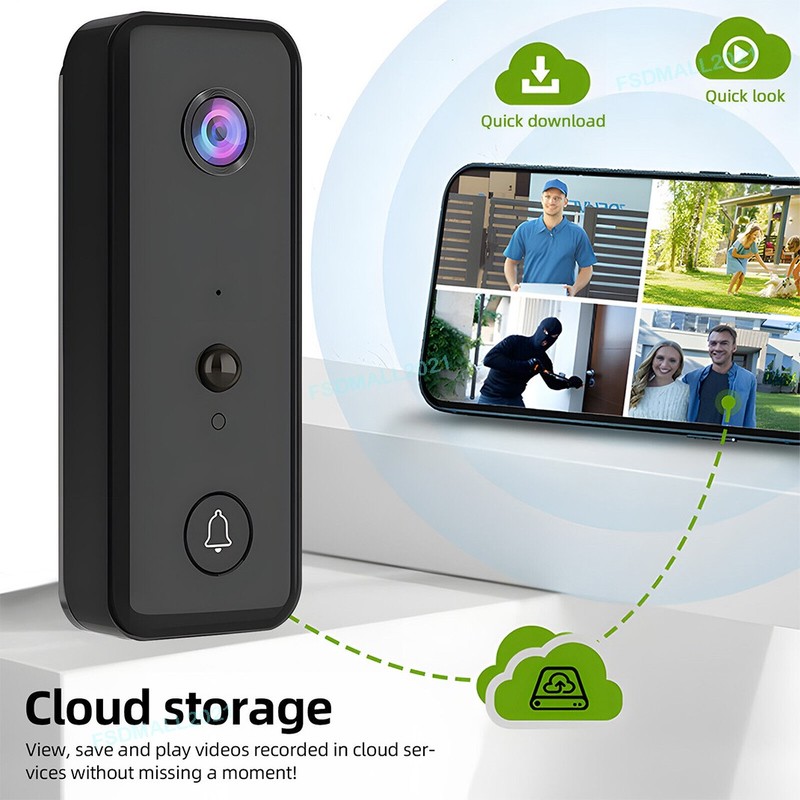 Smart Wireless WiFi Doorbell Intercom Video Camera Door Ring With Chime Security gallery