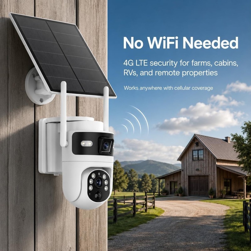 4G LTE Cellular Security Camera Outdoor, Solar Powered No WiFi Camera with SI... gallery