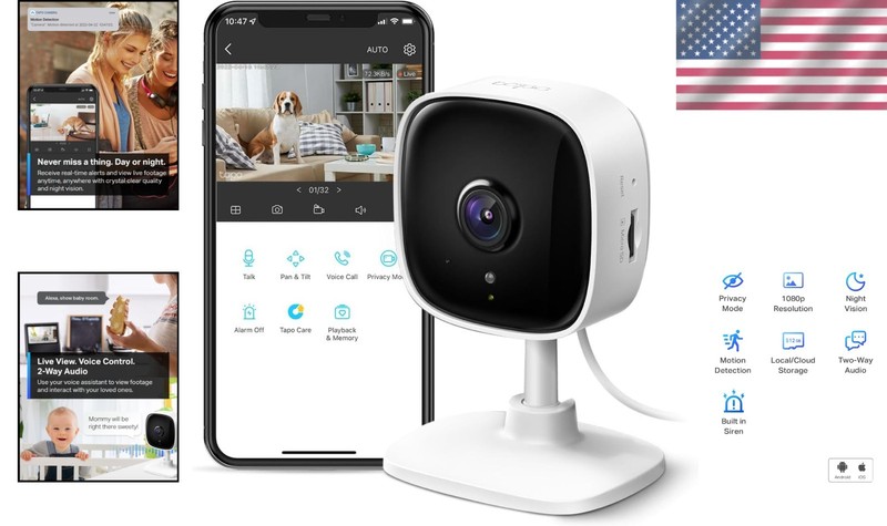 Tapo C100 Indoor Security Camera: FHD Resolution, Alexa & Google Home Compatible gallery