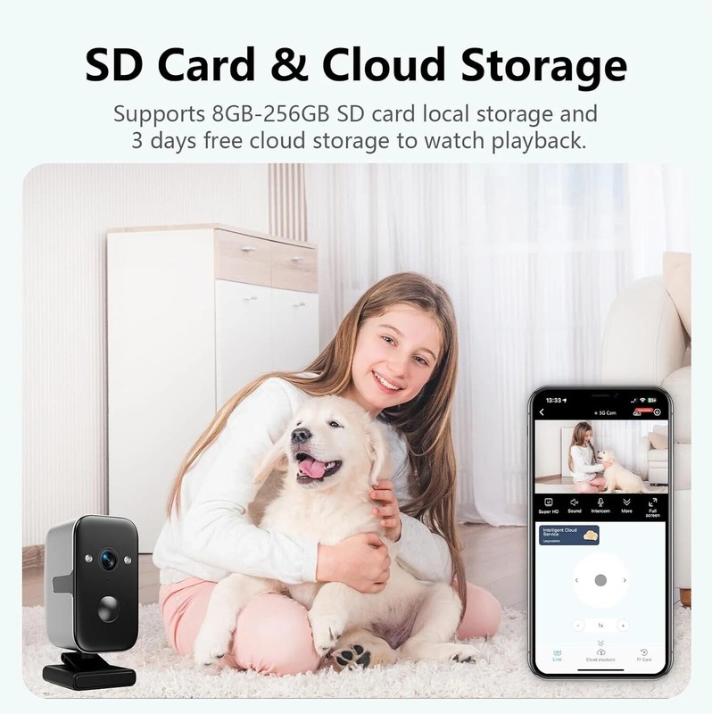 Security Cameras Wireless Outdoor,5G WiFi Magnetic Pet/Baby Camera,2K Pan Rotati gallery