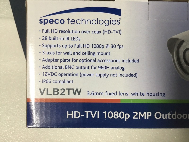 Speco VLB2TW Security Color Camera W/ 2MP 3.6mm HD-TVI 1080P / 960H Analog NEW! gallery