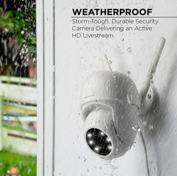 Merkury Smart Outdoor Camera 1080p - Auto-Follow PTZ Security Cam, White (1-Pack gallery