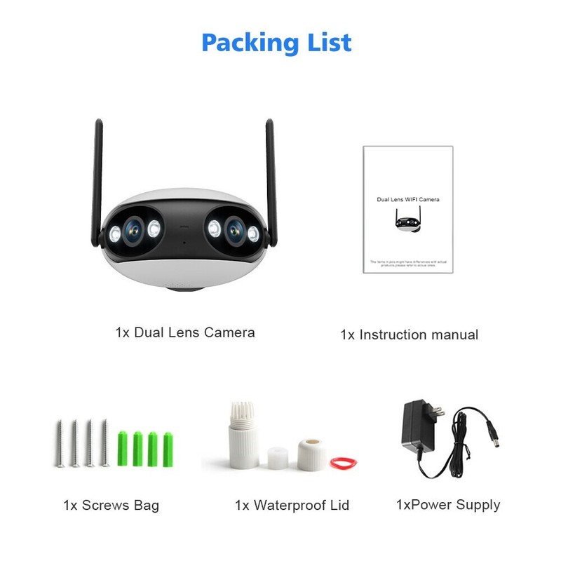 4MP PoE IP Security Camera Two-Way Audio Dual Lens 180° View Color Night CCTV gallery