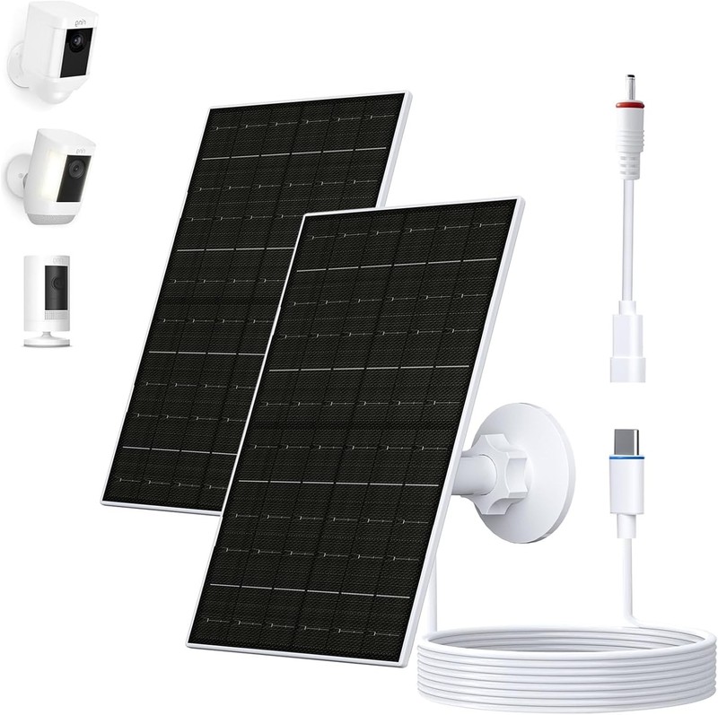 Ring Camera Solar Panel Charger For Stick Up And Spotlight Cams, Weatherproof
