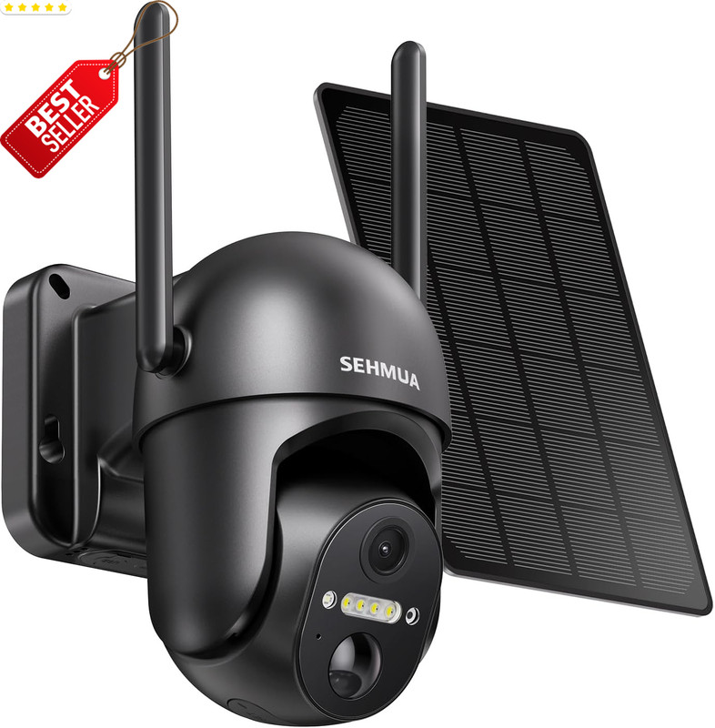 Solar Security Camera Wireless Outdoor 2K 360° Battery WiFi Night Vision - US