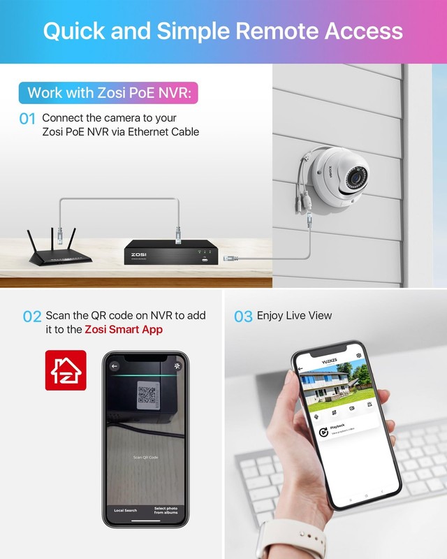 5MP Add-on POE IP Camera Outdoor Indoor Dome Camera with Night Vision Only Wo... gallery