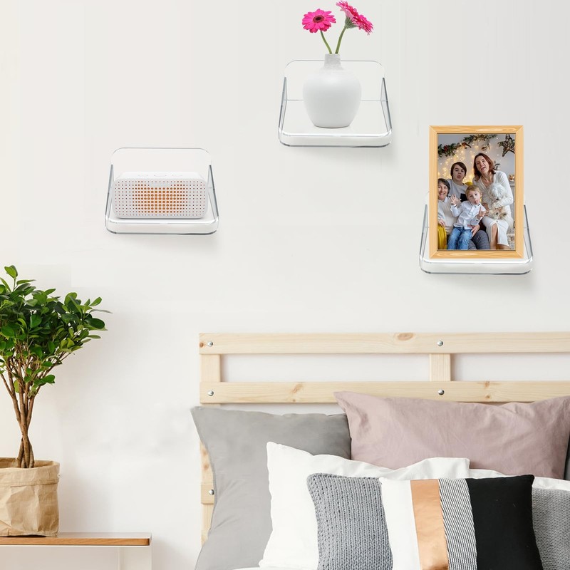 4 PCS Wall Mount Floating Camera Shelf Baby Monitor Holder PunchFree Bracket gallery