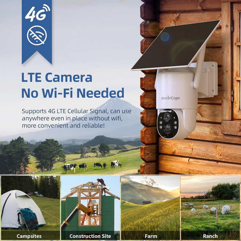 4G LTE Cellular Security Camera, No Wifi Security Camera, 2.5K Solar Camera Outd gallery