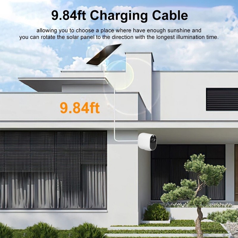 Solar Panel for Security Camera w/9.8FT Cable Waterproof for Arlo Pro 4 5S 3 2 gallery