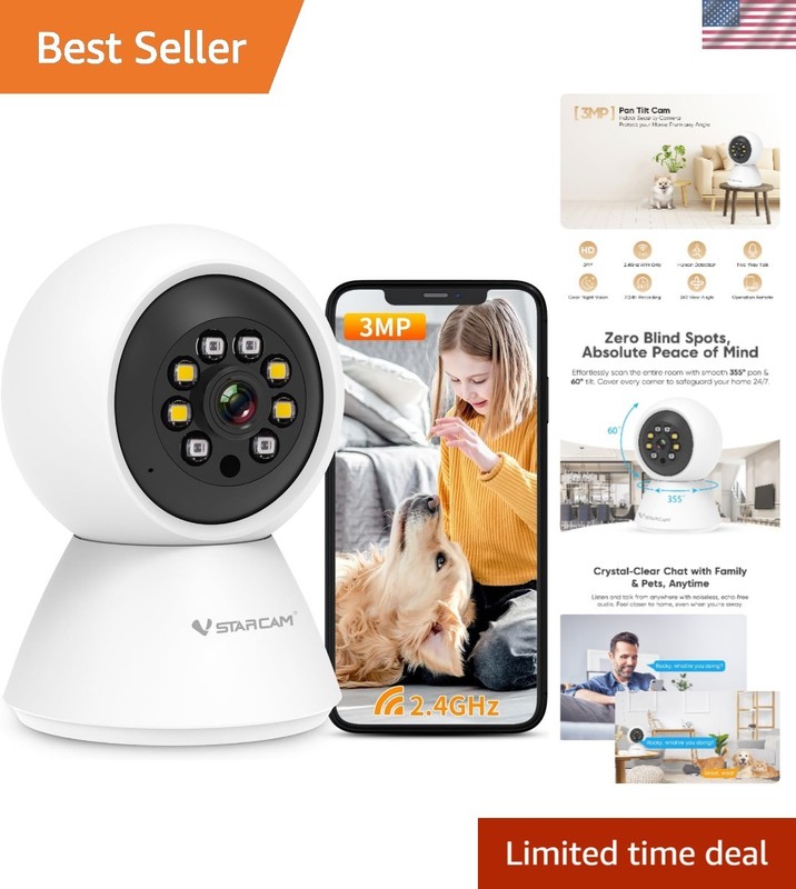 Indoor Security Camera with Color Night Vision & 2-Way Audio – 24/7 Coverage