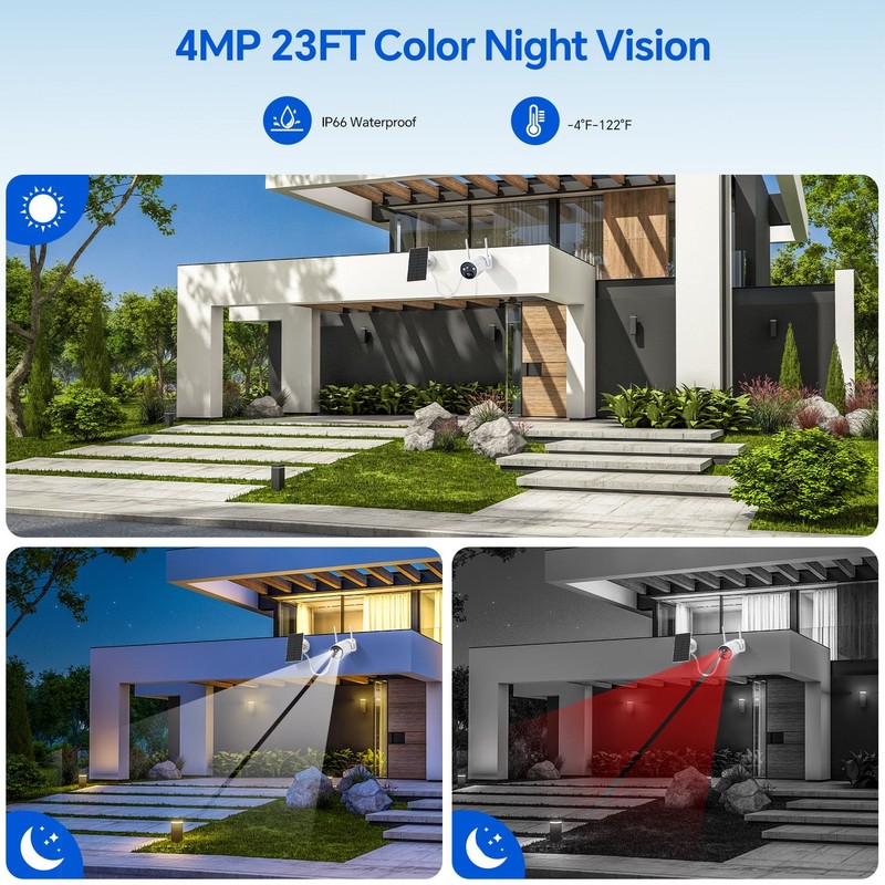 Solar Battery Powered Wireless WiFi Outdoor Home Security Camera System gallery
