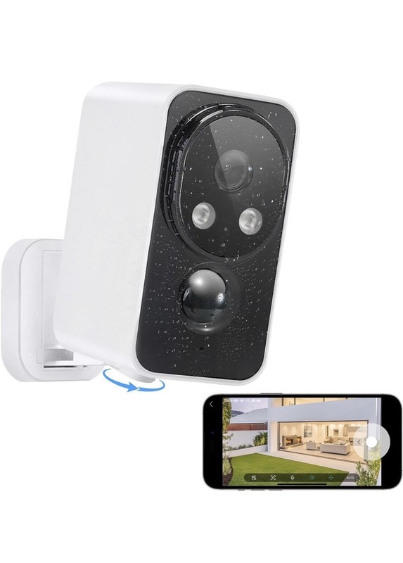 Wireless Pan View Camera 2-Way Talk, Night Vision, 2K, Live View, Waterproof NEW
