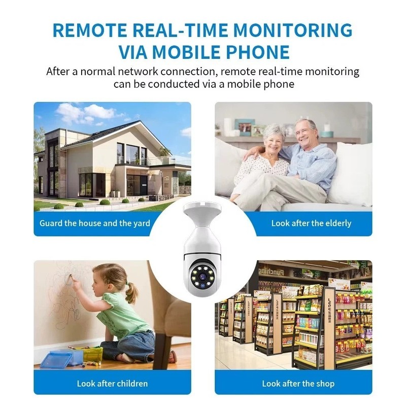 360° 1080P IP E27 Light Bulb Camera Wi-Fi IR Night Smart Home Wireless Security gallery