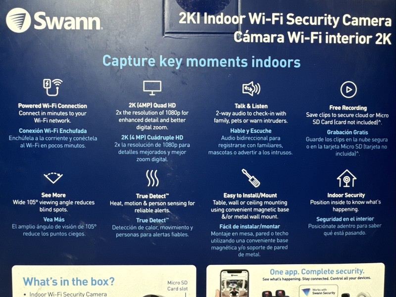 Swann SWIFI-2KICAM-US 2K Quad HD Indoor WIFI Security Camera - White NEW gallery