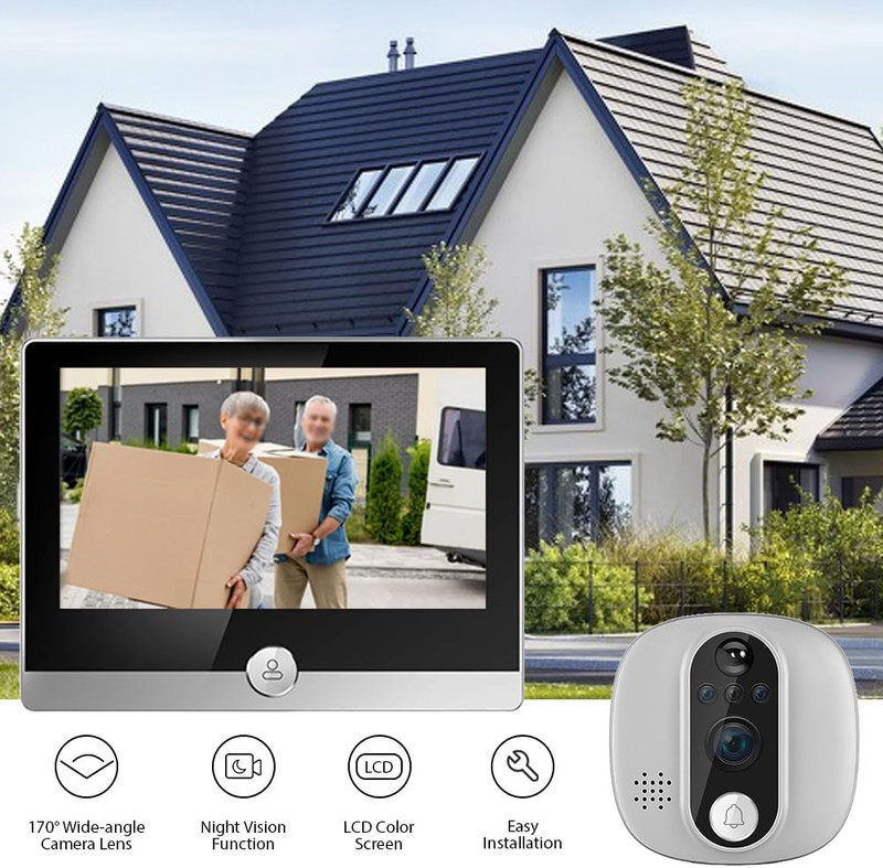 Wifi 1080P Video Doorbell Camera, 2.4Ghz Peephole Camera Door Viewer with 4.3Inc gallery