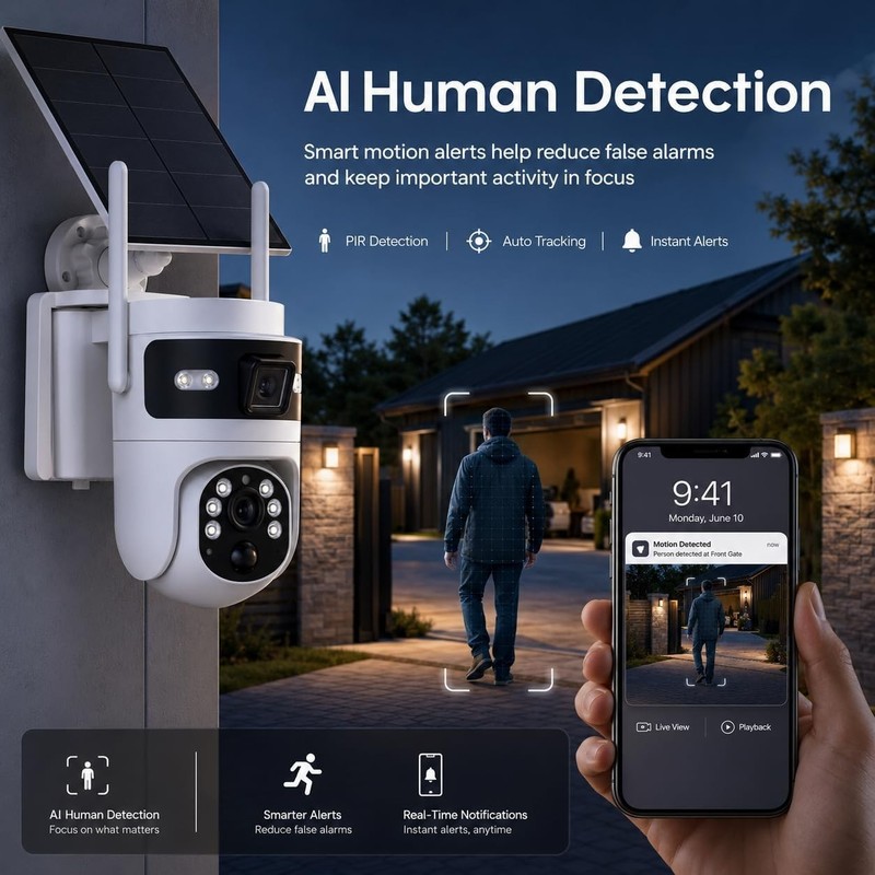 4G LTE Cellular Security Camera Outdoor, Solar Powered No WiFi Camera with SI... gallery