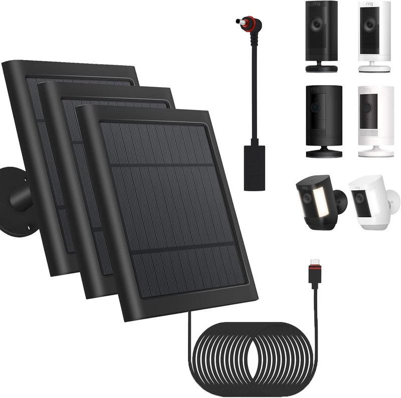 3 Pack - Solar Panel for Security Camera Spotlight Cam Plus/Pro(Battery) Stick u