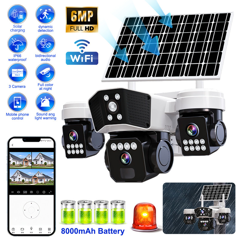 Solar Battery Powered Wireless WiFi Home Security Camera System Outdoor Pan/Tilt