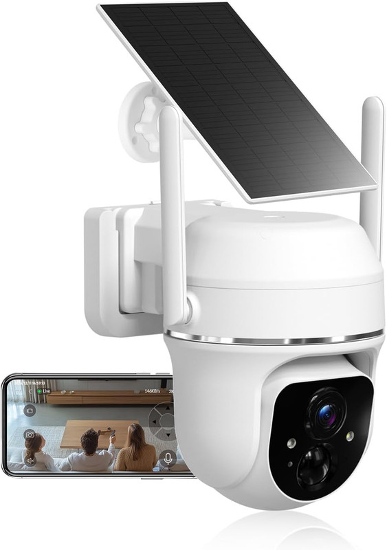 Vicohome 2K Solar Wireless Wifi Security Cameras Outdoor, 355° PTZ, Solar & Bat