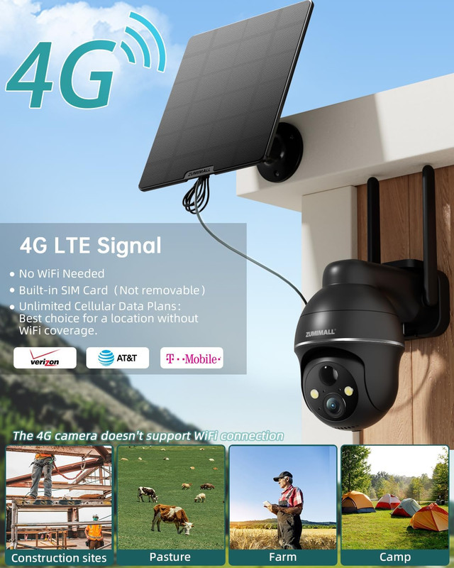 4G LTE Wireless Outdoor Security Camera, 2K Color Night Vision, 360° View gallery