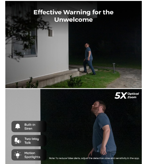 Cámara de seguridad 4K con zoom 5X, visión nocturna, detección inteligente y aud gallery