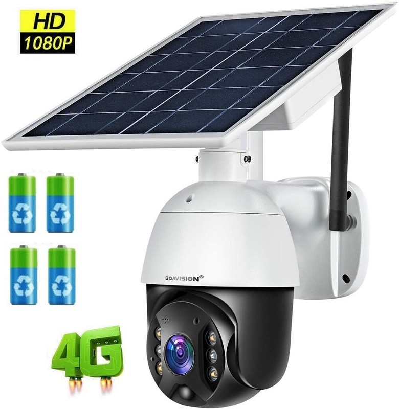 BOAVISION 4G Network Wireless Battery Security Camera Solar Panel Powered 1080P