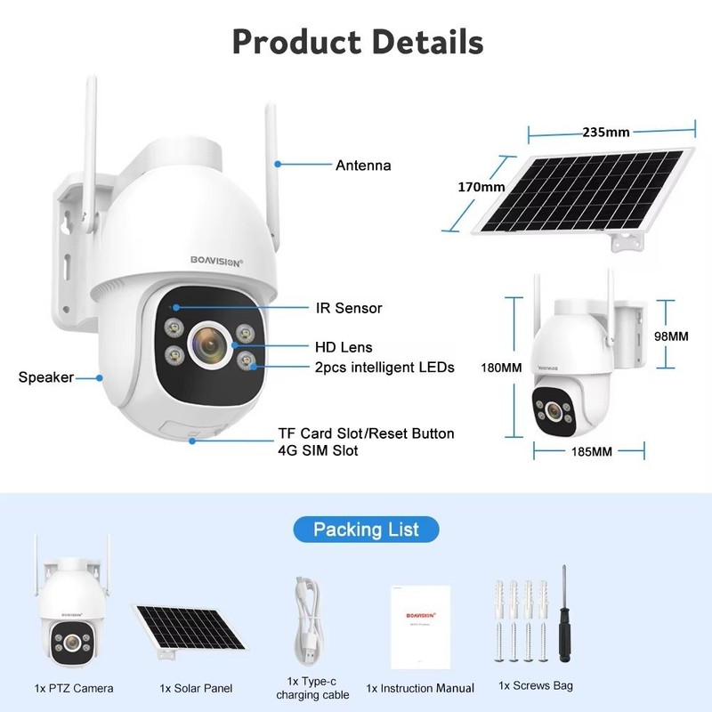 4G AOV Solar IP/Network Surveillance Camera Color Night Vision gallery