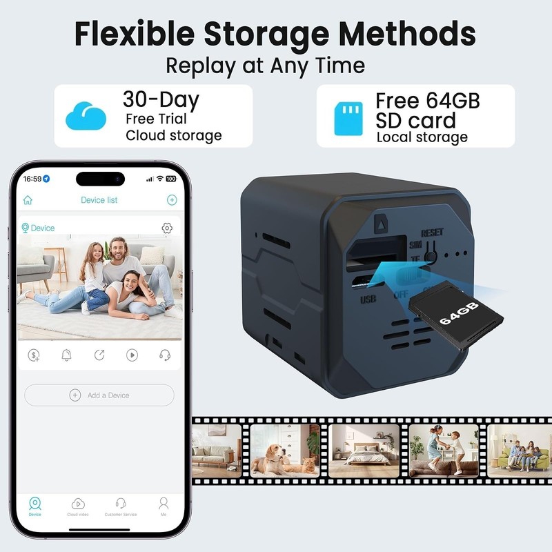 Funstorm 2K WiFi Security Camera 64GB SD Card Battery Indoor Night Vision gallery