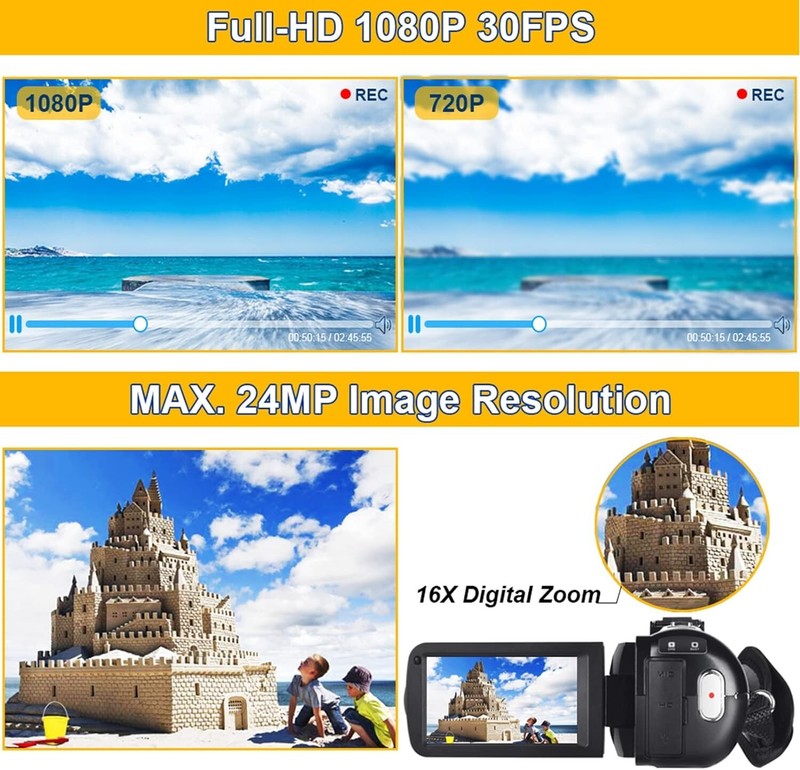 Videocámara Videocámara Full HD 1080P 30FPS Grabadora de cámara Vlogging US NEW gallery