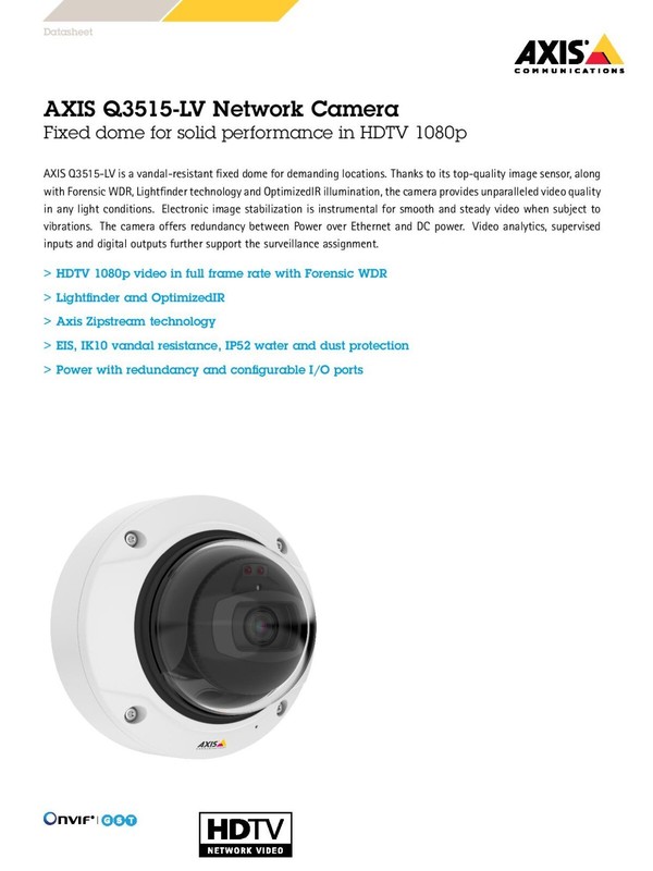 Axis network camera Q3515 - LV - 22mm - NEW Outdoor Dome Security Camera gallery