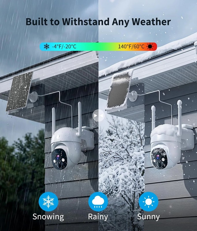 2K Solar Security Cameras Wireless Outdoor, 360° View Outdoor Camera for Home Se gallery