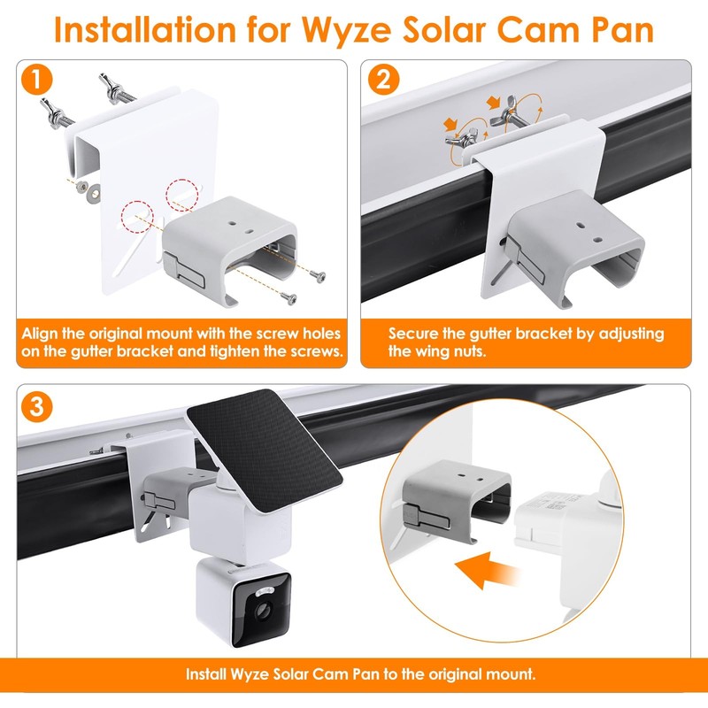 Gutter Mount Compatible with WYZE Solar Cam Pan, Rust-Proof Metal Outdoor Mou... gallery