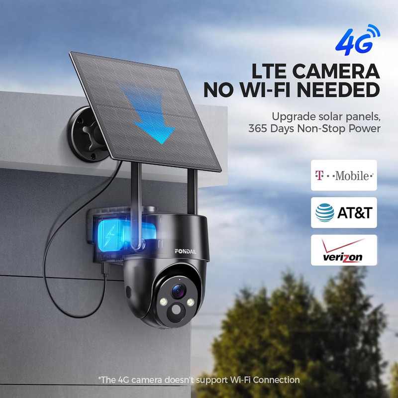 4G LTE Cellular Solar Security Camera Wireless Outdoor, No Wifi Solar Powered Ca gallery