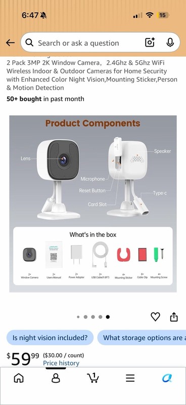 Brand New 2 Pack 3MP 2K Window Camera，2.4Ghz & 5Ghz WiFi Wireless gallery