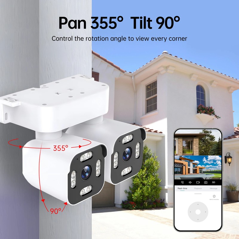 5MP Wifi Bullet IP Camera Dual Lens Outdoor Auto Tracking Waterproof CCTV Camera gallery
