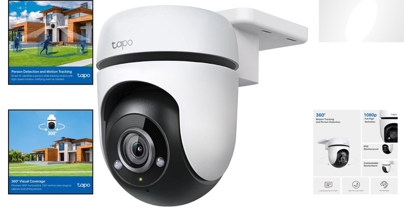 1080P Outdoor Wired Wi-Fi Security Camera - 360° View, Alexa & Google Compatible gallery