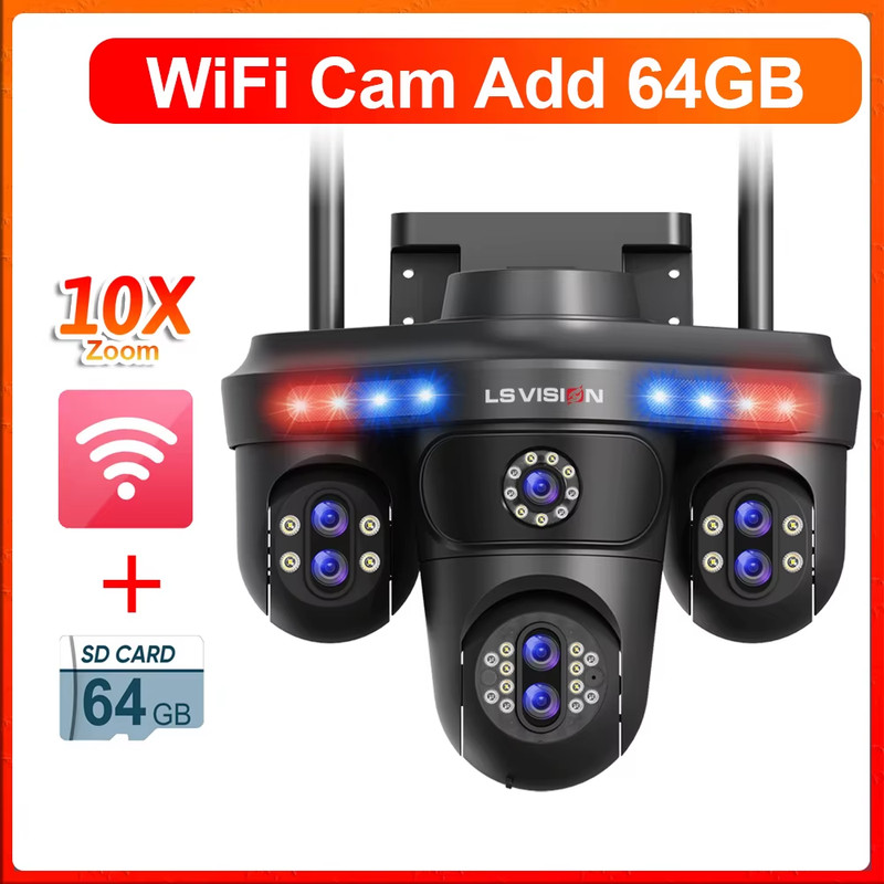 35MP WiFi IP Camera 10X Zoom 7 Lens 4 Screens Wireless Outdoor Surveillance Came gallery